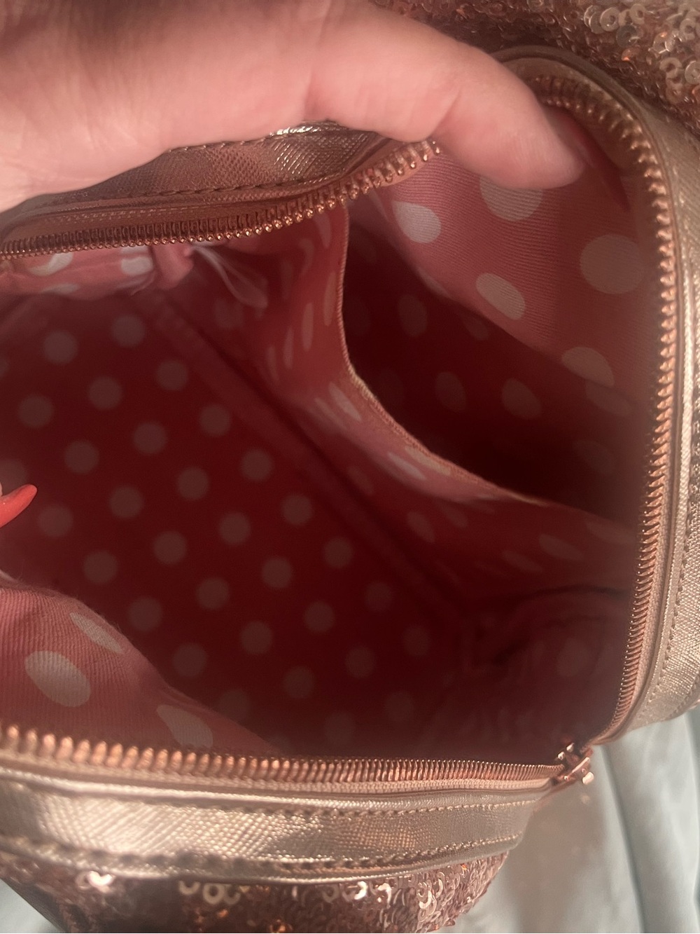 Loungefly Rose Gold Sequin Disney Mini Backpack - Picture 3 of 5